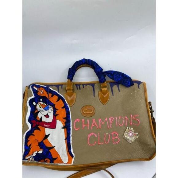 Dooney And Bourke Vintage Large Customized Blue Brown Leather Cross Body… - Picture 2 of 12